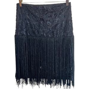 Wrangler Lace and Fringe Country Bohemian whimsygoth knee length skirt